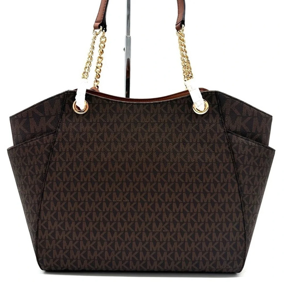 Michael Kors Large Jet Set Travel Chain Shoulder Bag Brown - Picture 7 of 12